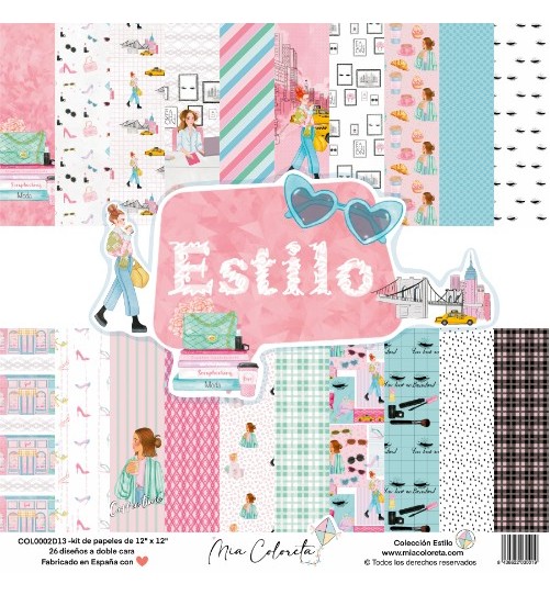 Estilo Paper Kit, 13 papers double-sided printed