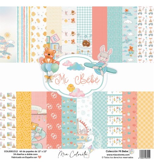 Mi Bebé Paper Kit, 12 papers double-sided printed