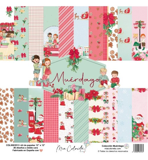 Muérdago Paper Kit, 13 papers double-sided printed